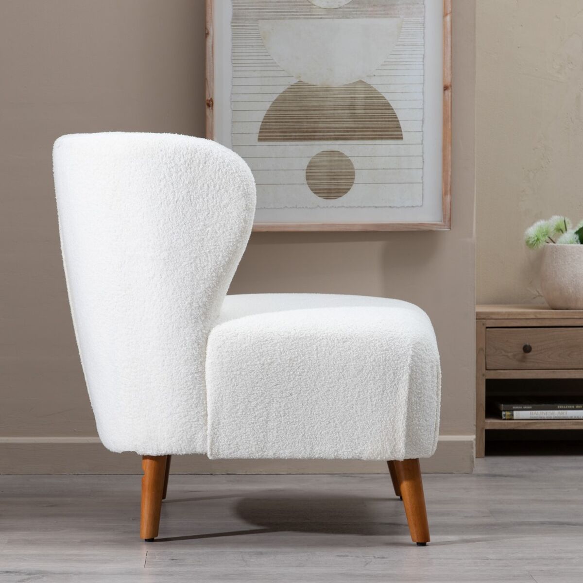 Poltrona 72 x 78 x 82 cm Madeira da borracha Branco